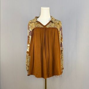 Bohemian Rust and Patterned Women's Top